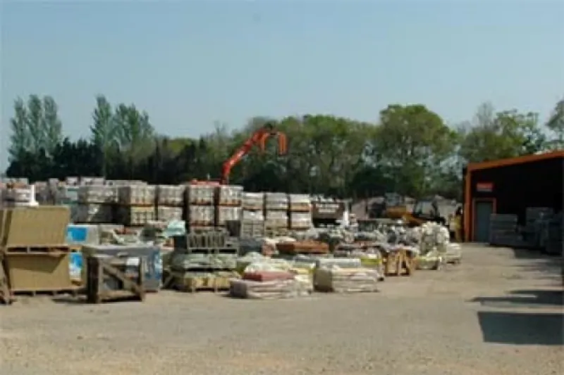 Pallets of paving in stock at the Dalby Road yard