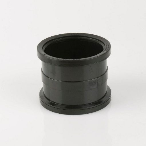 Picture of 110mm Push Fit Soil Double Socket Coupler Black 