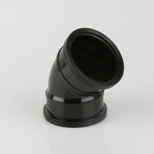 Picture of 110mm Push Fit Soil 135 deg D/S Bend Black 