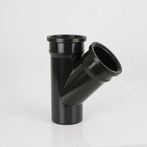 Picture of 110mm Push Fit Soil 135 deg Double Socket Branch without Bosses Black 