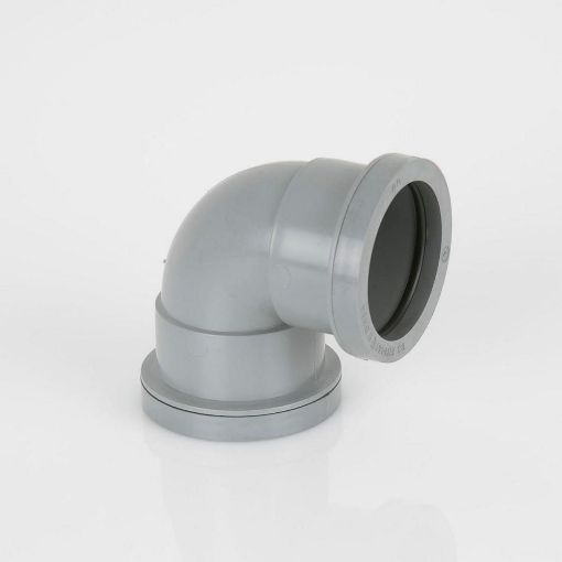 Picture of 40mm Push-Fit Waste Polypropylene 90 deg Knuckle Bend Grey 