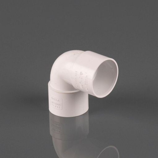 Picture of 40mm Solvent Waste 90 deg Solvent Knuckle Bend White Polar 