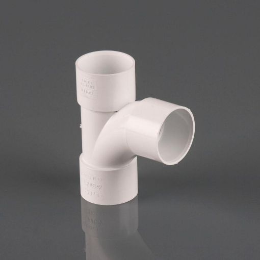 Picture of 40mm Solvent Waste 92 1/2 deg Solvent Swept Tee White Polar 
