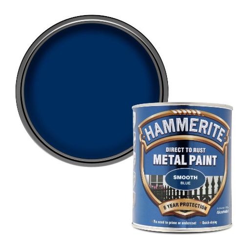 Picture of Hammerite Metal Paint Smooth Blue 750ml
