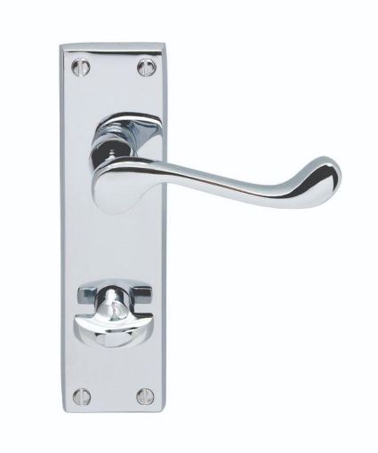 Picture of VICTORIAN SCROLL LEVER ON BACKPLATE - BATHROOM 57MM C/C POLISHED CHROME