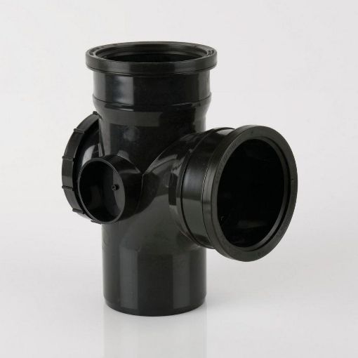 Picture of Brett Martin 110mm Push Fit Soil 92 1/2 deg Double Socket Access Branch Black