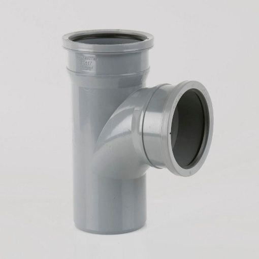 Picture of Brett Martin 110mm Push Fit Soil 92 1/2 deg Double Socket Branch without Bosses Grey