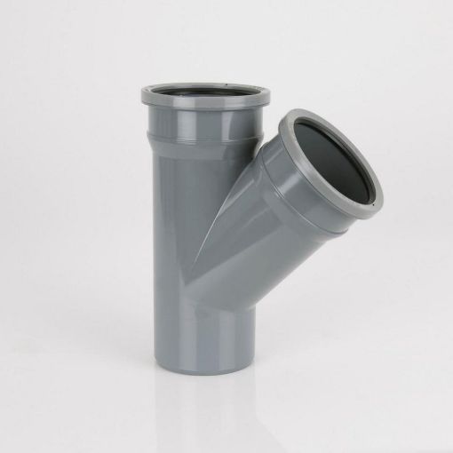 Picture of Brett Martin 110mm Push Fit Soil 135 deg Double Socket Branch without Bosses Grey
