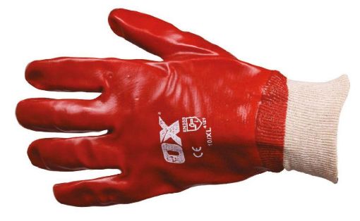 Picture of OX Red PVC Knit Wrist Gloves - Size 10 (XL)