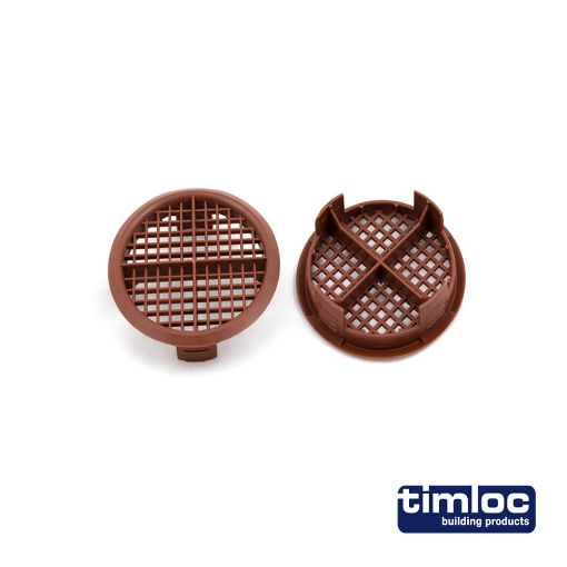 Picture of Push-in round soffit vent 70mm diameter brown