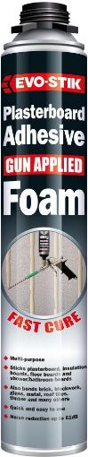 Picture of EVO-STIK GUN APPLIED PLASTERBOARD ADHESIVE FOAM FAST CURE Straw 750ml