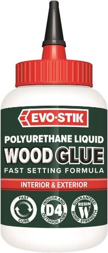 Picture of EVO-STIK RESIN 'W'   5 MINUTE  POLYURETHANE WATERPROOF WOOD ADHESIVE D4 Clear 500ml