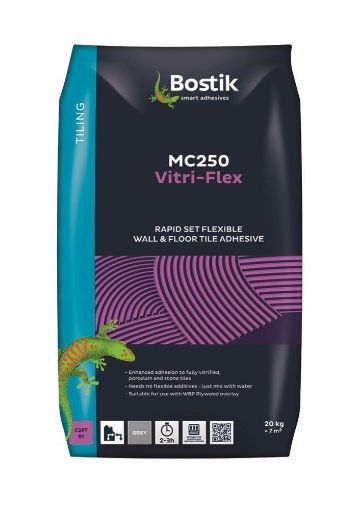 Picture of Bostik MC250 VITRI-FLEX RAPID SET FLEXIBLE WALL & FLOOR TILE ADHESIVE (C2FT S1) grey 20kg