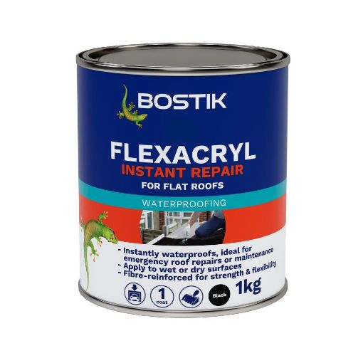Picture of BOSTIK FLEXACRYL INSTANT WATERPROOF ACRYLIC ROOF COATING Black 1 kg