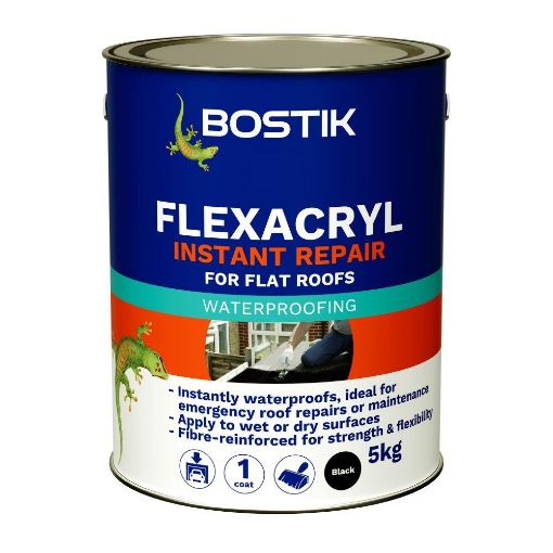Picture of BOSTIK FLEXACRYL INSTANT WATERPROOF ACRYLIC ROOF COATING Black 5 kg
