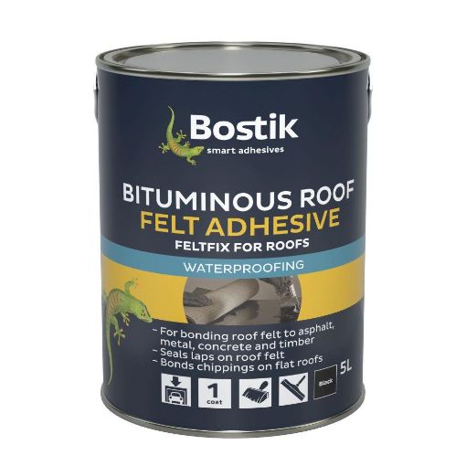 Picture of BOSTIK FELTFIX BITUMINOUS FELT ADHESIVE FOR ROOFS Black 5 litre