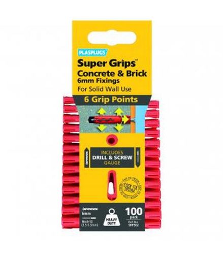 Picture of PLASPLUG 100 Red Supergrip R/Duty Fixings Clip Pk