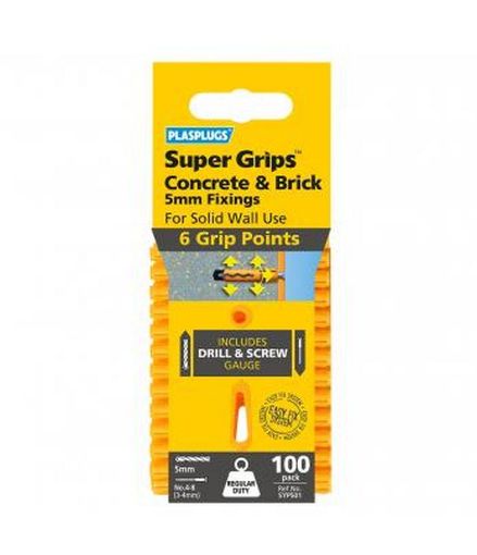 Picture of PLASPLUG 100 Solid Wall Super Grips Fixings Yellow